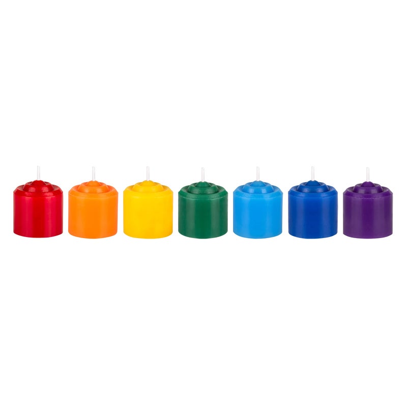 Mega Candles 7 pcs Unscented Chakra Votive Candles, Hand Poured Premium Wax Candle 10 Hours 1.38 Inch x 1.5 Inch, 100% Cotton Wick, Positive Healing Energy, Meditation, Relaxation, Reiki, Yoga - Image 1